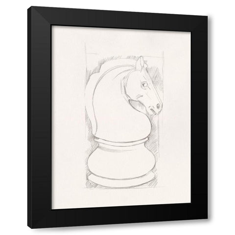 Chess Set Sketch III Black Modern Wood Framed Art Print by Caroline, Emma