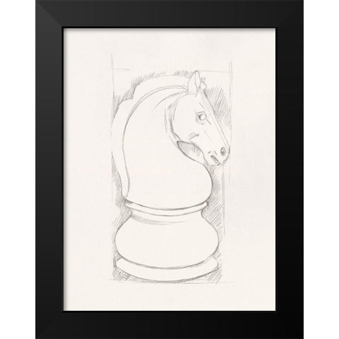 Chess Set Sketch III Black Modern Wood Framed Art Print by Caroline, Emma