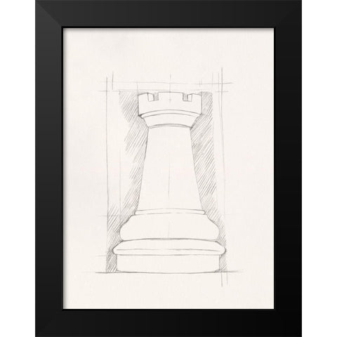 Chess Set Sketch IV Black Modern Wood Framed Art Print by Caroline, Emma