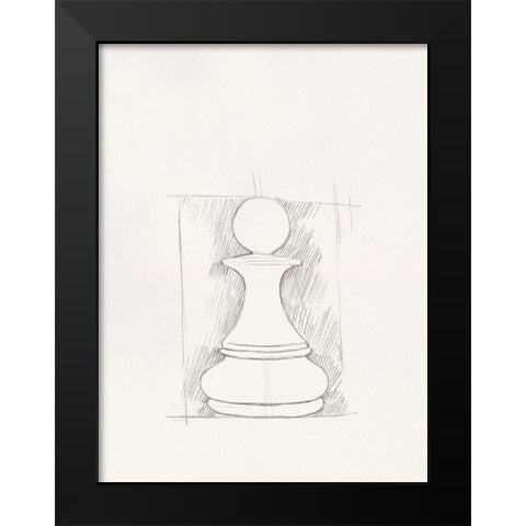 Chess Set Sketch V Black Modern Wood Framed Art Print by Caroline, Emma