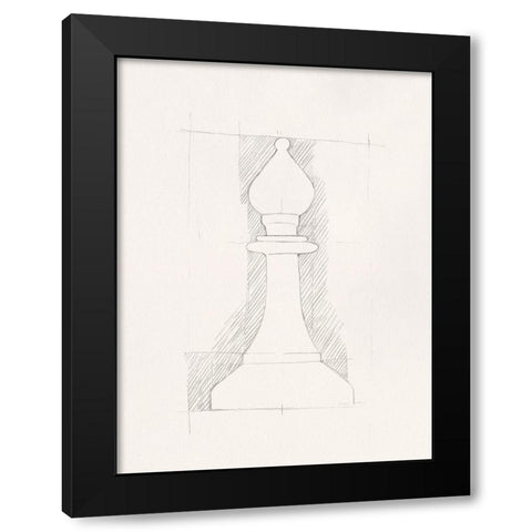 Chess Set Sketch VI Black Modern Wood Framed Art Print by Caroline, Emma