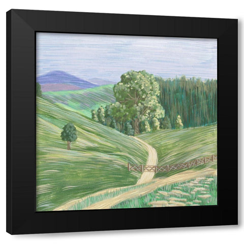 Hill Lines I Black Modern Wood Framed Art Print with Double Matting by Wang, Melissa