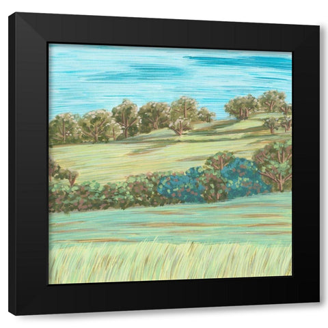 Hill Lines II Black Modern Wood Framed Art Print with Double Matting by Wang, Melissa