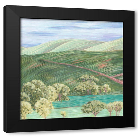 Hill Lines III Black Modern Wood Framed Art Print with Double Matting by Wang, Melissa