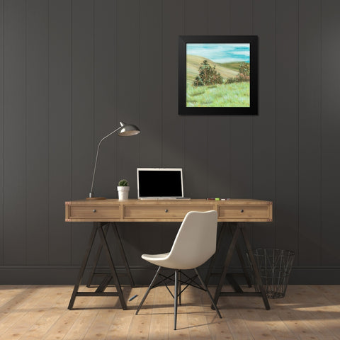 Hill Lines IV Black Modern Wood Framed Art Print by Wang, Melissa