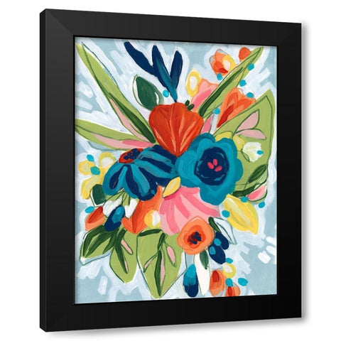 Petal Pop II Black Modern Wood Framed Art Print by Vess, June Erica