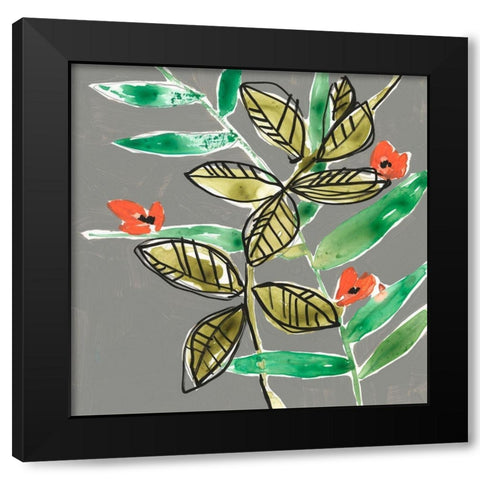 Tropic Botanicals V Black Modern Wood Framed Art Print with Double Matting by Goldberger, Jennifer