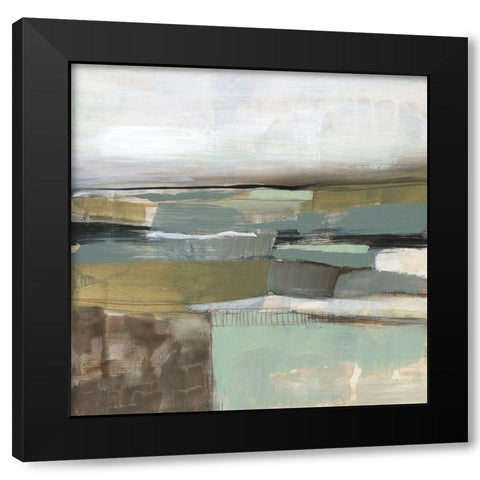 Neutral Horizon Grid I Black Modern Wood Framed Art Print with Double Matting by Goldberger, Jennifer