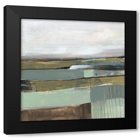 Neutral Horizon Grid II Black Modern Wood Framed Art Print with Double Matting by Goldberger, Jennifer