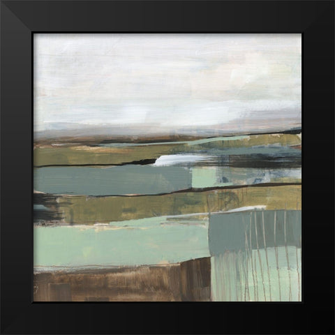 Neutral Horizon Grid II Black Modern Wood Framed Art Print by Goldberger, Jennifer