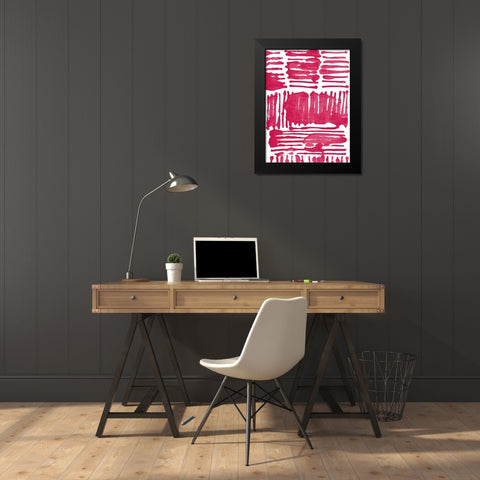 Custom Red Stripes I Black Modern Wood Framed Art Print by Fuchs, Jodi