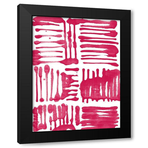 Custom Red Stripes II Black Modern Wood Framed Art Print by Fuchs, Jodi