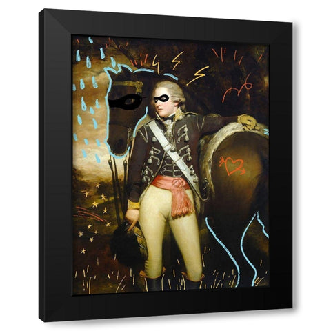 Masked Masters (Highwayman) Black Modern Wood Framed Art Print by Green, Jacob