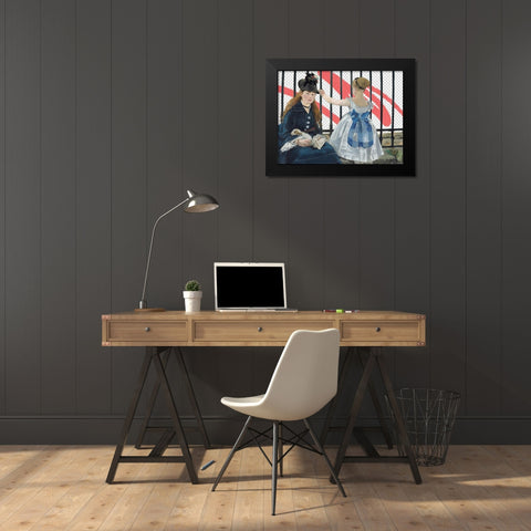 Masked Masters (Waiting At the Station) Black Modern Wood Framed Art Print by Green, Jacob