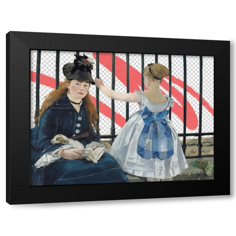 Masked Masters (Waiting At the Station) Black Modern Wood Framed Art Print with Double Matting by Green, Jacob