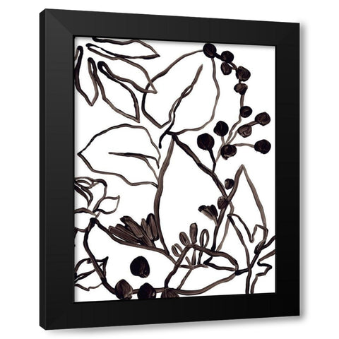 Tropical Outlines I Black Modern Wood Framed Art Print with Double Matting by Vess, June Erica