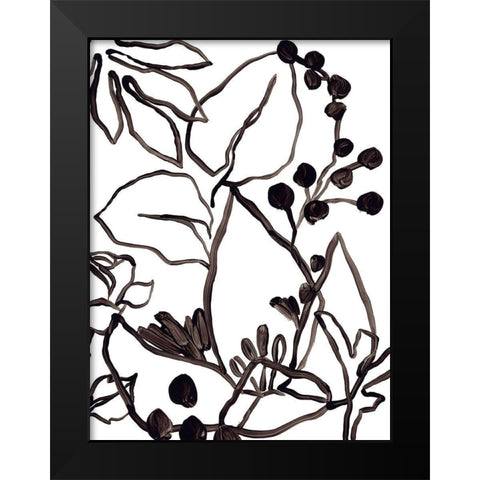 Tropical Outlines I Black Modern Wood Framed Art Print by Vess, June Erica