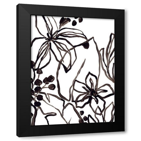 Tropical Outlines II Black Modern Wood Framed Art Print by Vess, June Erica