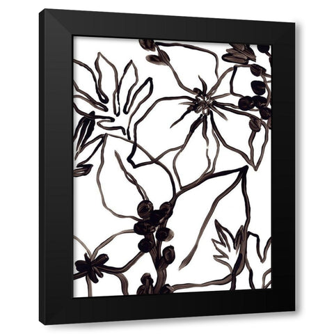 Tropical Outlines III Black Modern Wood Framed Art Print by Vess, June Erica