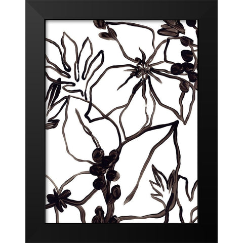 Tropical Outlines III Black Modern Wood Framed Art Print by Vess, June Erica