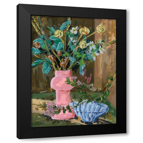 Still Life Bouquet I Black Modern Wood Framed Art Print with Double Matting by Wang, Melissa