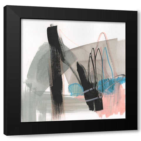 Linear Instinct II Black Modern Wood Framed Art Print with Double Matting by Goldberger, Jennifer