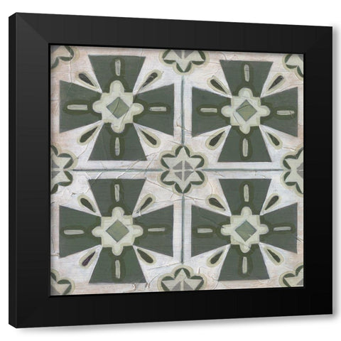 Vintage Verdigris Tile II Black Modern Wood Framed Art Print with Double Matting by Vess, June Erica