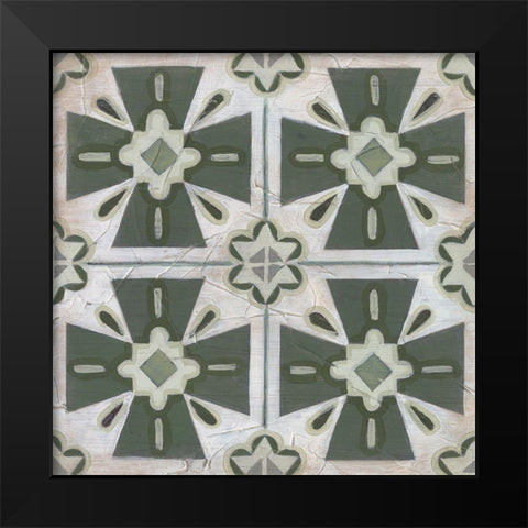 Vintage Verdigris Tile II Black Modern Wood Framed Art Print by Vess, June Erica