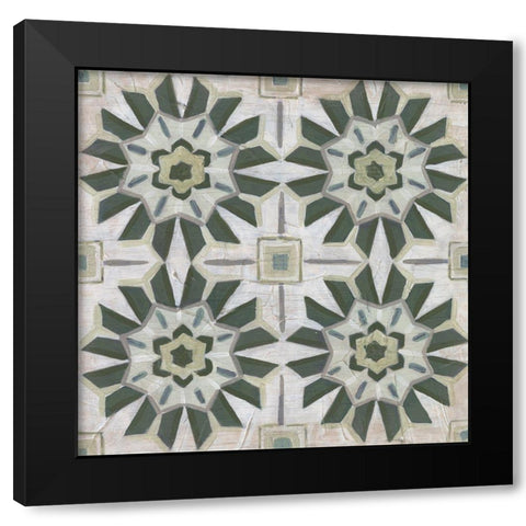 Vintage Verdigris Tile III Black Modern Wood Framed Art Print with Double Matting by Vess, June Erica