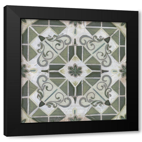 Vintage Verdigris Tile IV Black Modern Wood Framed Art Print with Double Matting by Vess, June Erica