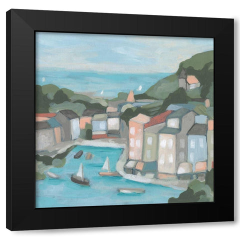 Villa Harbor I Black Modern Wood Framed Art Print by Vess, June Erica
