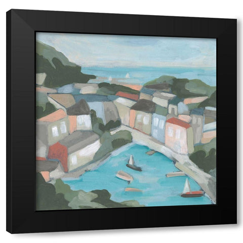 Villa Harbor II Black Modern Wood Framed Art Print by Vess, June Erica