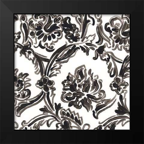 Ink Motif I Black Modern Wood Framed Art Print by Vess, June Erica