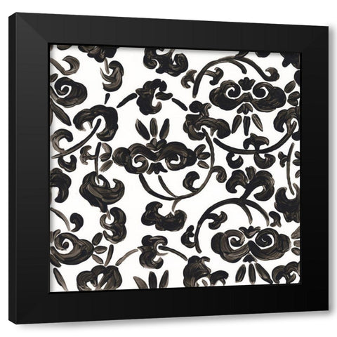 Ink Motif II Black Modern Wood Framed Art Print by Vess, June Erica
