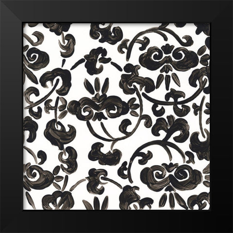 Ink Motif II Black Modern Wood Framed Art Print by Vess, June Erica