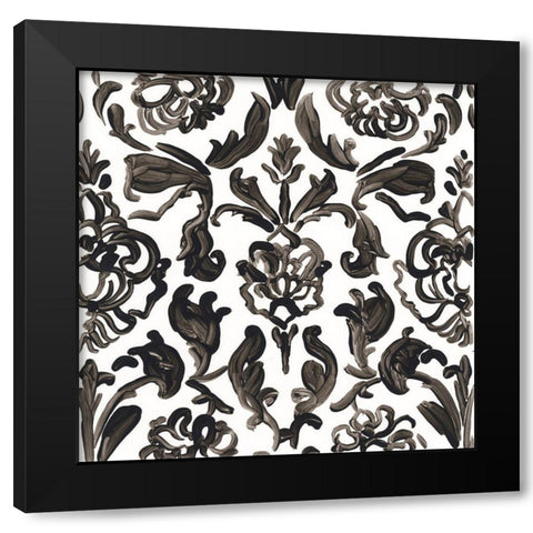 Ink Motif III Black Modern Wood Framed Art Print with Double Matting by Vess, June Erica
