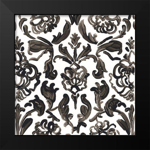 Ink Motif III Black Modern Wood Framed Art Print by Vess, June Erica