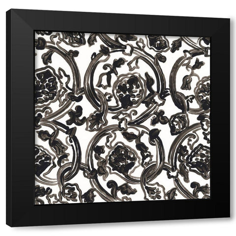 Ink Motif IV Black Modern Wood Framed Art Print with Double Matting by Vess, June Erica