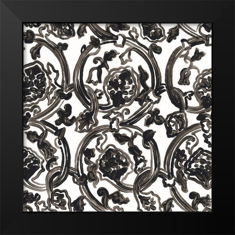 Ink Motif IV Black Modern Wood Framed Art Print by Vess, June Erica