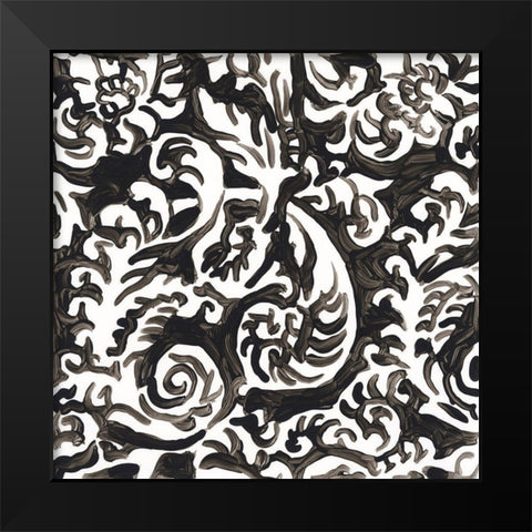 Ink Motif V Black Modern Wood Framed Art Print by Vess, June Erica