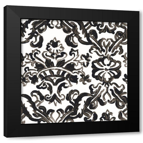 Ink Motif VI Black Modern Wood Framed Art Print with Double Matting by Vess, June Erica
