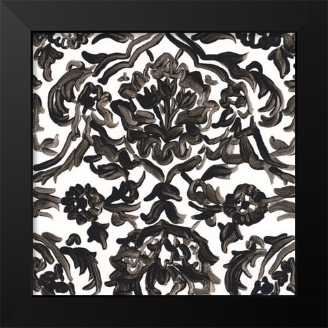 Ink Motif VII Black Modern Wood Framed Art Print by Vess, June Erica