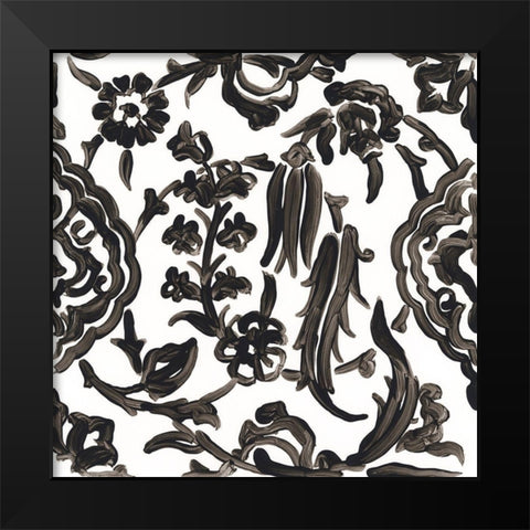 Ink Motif VIII Black Modern Wood Framed Art Print by Vess, June Erica