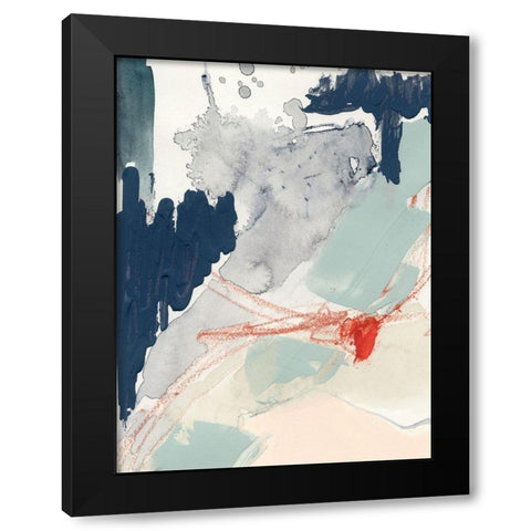 Ash Blue and Crimson I Black Modern Wood Framed Art Print with Double Matting by Barnes, Victoria