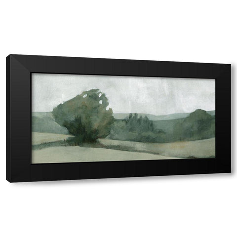 Soft Green Landscape I Black Modern Wood Framed Art Print with Double Matting by Caroline, Emma
