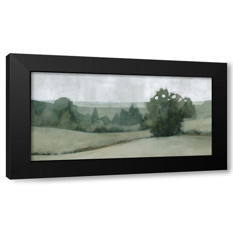 Soft Green Landscape II Black Modern Wood Framed Art Print with Double Matting by Caroline, Emma