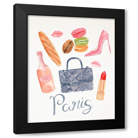 Paris Essentials I Black Modern Wood Framed Art Print with Double Matting by Warren, Annie