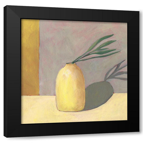 Yellow Vase I Black Modern Wood Framed Art Print by Moore, Regina