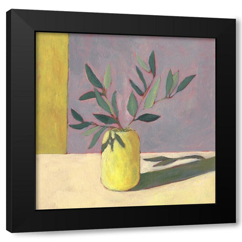 Yellow Vase II Black Modern Wood Framed Art Print by Moore, Regina
