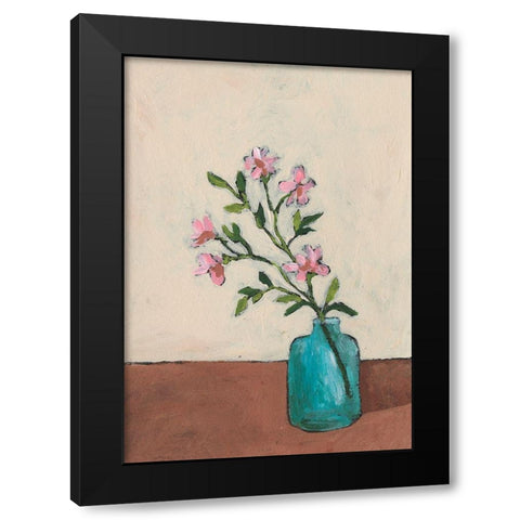 Blossom in Blue Vase II Black Modern Wood Framed Art Print with Double Matting by Moore, Regina